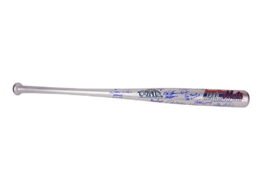 1986 World Series Champion NY Mets Team Signed and Inscribed Bat (34 signatures)